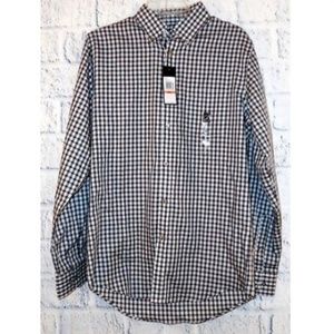 Van Heusen Men's S/P Dark Gray Plaid L/S Shirt-NWT